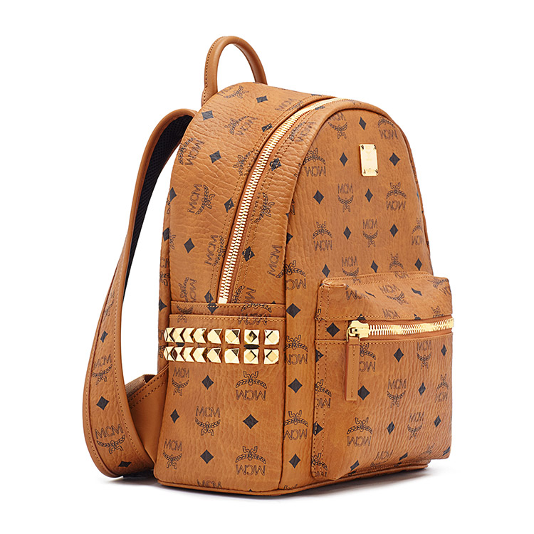 MCM/MCM Stark系列 品牌印花图案棕色中性款式里衬小牛皮中号双肩包#MMK6SVE37 CO001