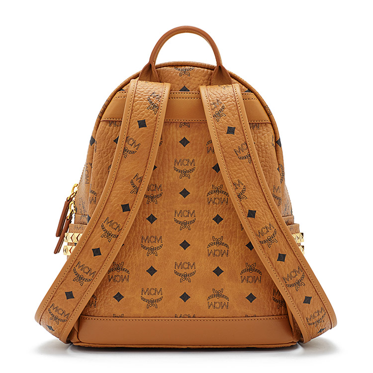 MCM/MCM Stark系列 品牌印花图案棕色中性款式里衬小牛皮中号双肩包#MMK6SVE37 CO001