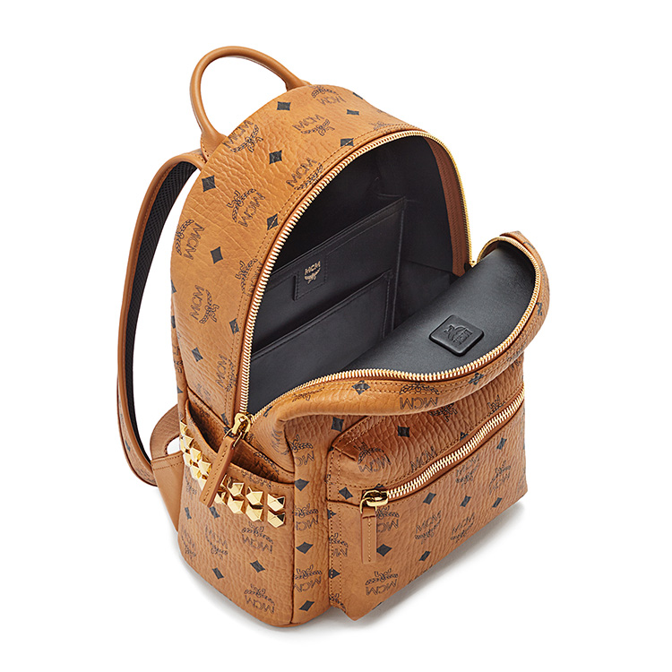 MCM/MCM Stark系列 品牌印花图案棕色中性款式里衬小牛皮中号双肩包#MMK6SVE37 CO001