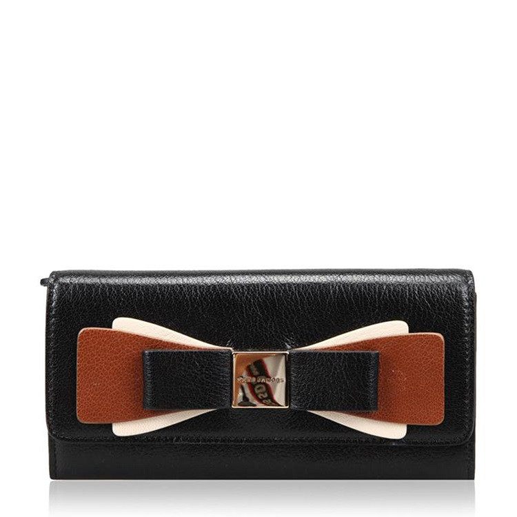 Marc Jacobs/马克雅各布斯牛皮材质时尚蝴蝶结装饰女士长款钱夹