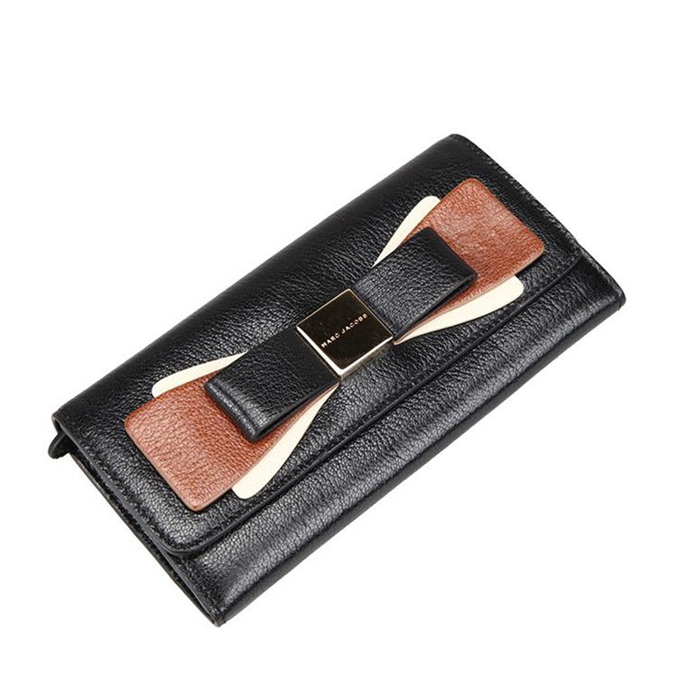 Marc Jacobs/马克雅各布斯牛皮材质时尚蝴蝶结装饰女士长款钱夹