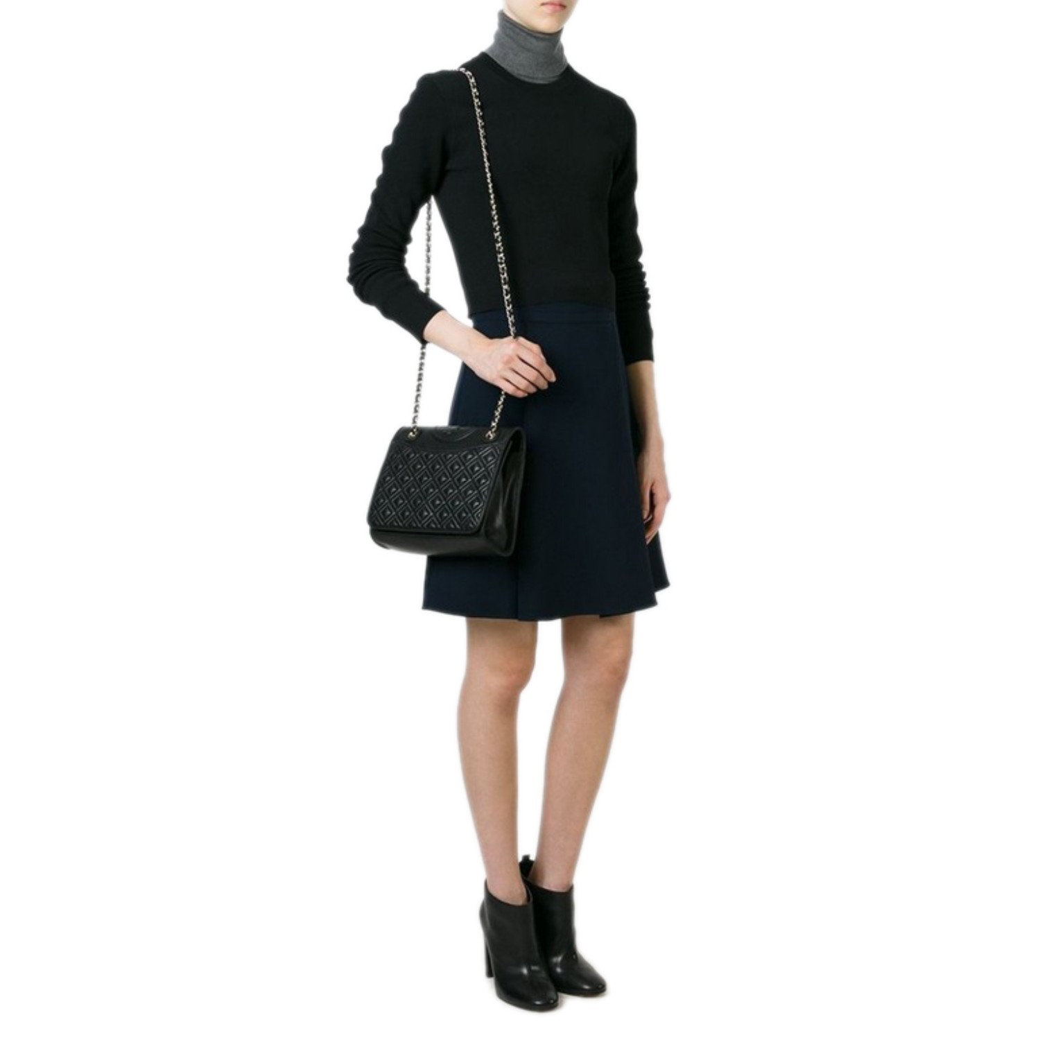 【包邮包税】Tory Burch/汤丽柏琦 女士黑色真皮单肩包 31159603 001