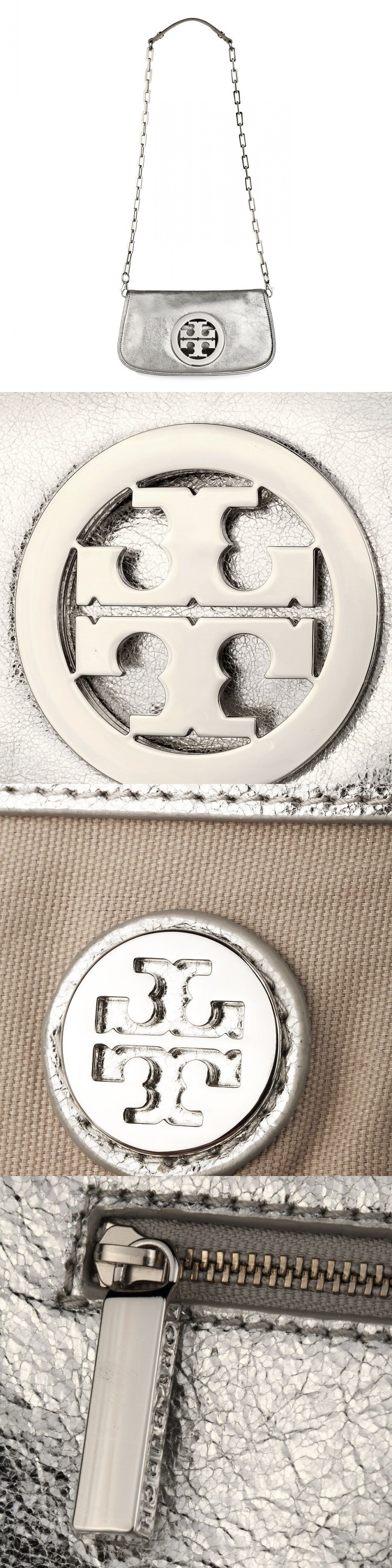 Tory Burch/汤丽柏琦 TB 女士真皮弧形银色链条单肩包女包 50009805 045