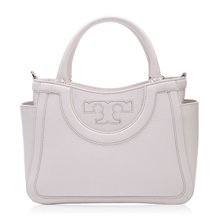 Tory Burch/汤丽柏琦奶白色车缝线logo女士手提单包&肩两用包,52159796 15261 WOMEN BAG材质:牛皮