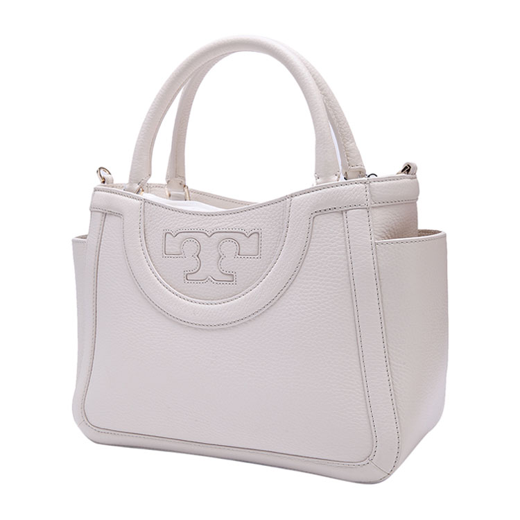 Tory Burch/汤丽柏琦奶白色车缝线logo女士手提单包&肩两用包,52159796 15261 WOMEN BAG材质:牛皮