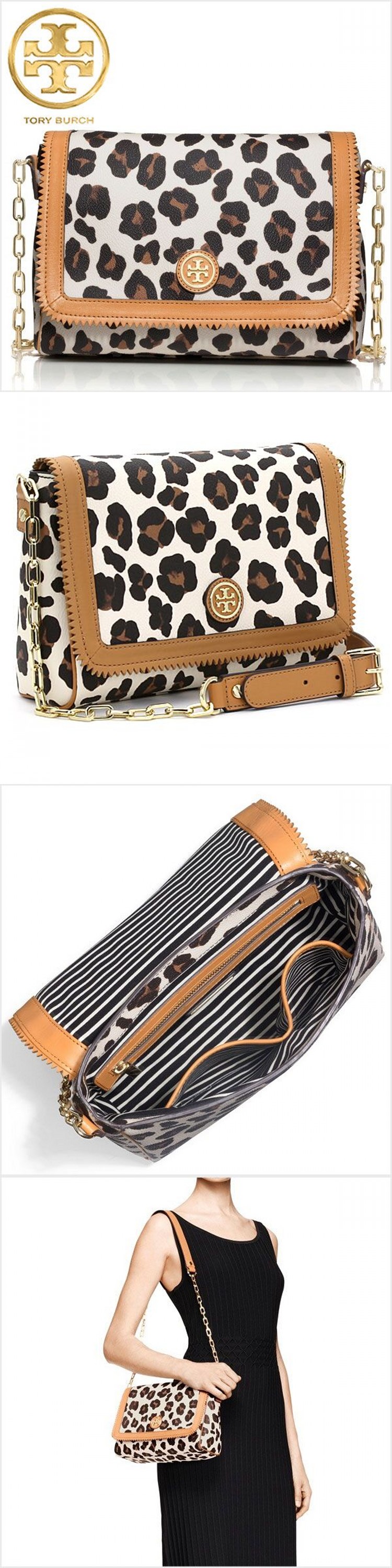 Tory Burch/汤丽柏琦 TB女士帆布涂层经典豹纹链条单肩包斜挎包女包 11149531 OCELOT LEOPARD 259