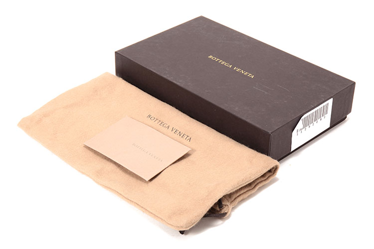 Bottega Veneta/葆蝶家 黑色编织羊皮男士长款对折钱夹 390878
