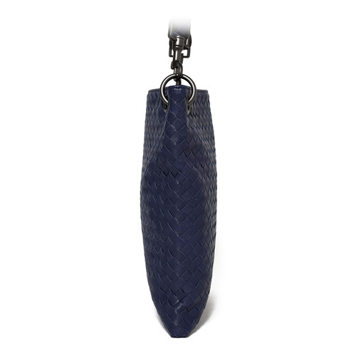 Bottega Veneta/葆蝶家 编织牛皮男士两用单肩斜挎包 藏蓝色