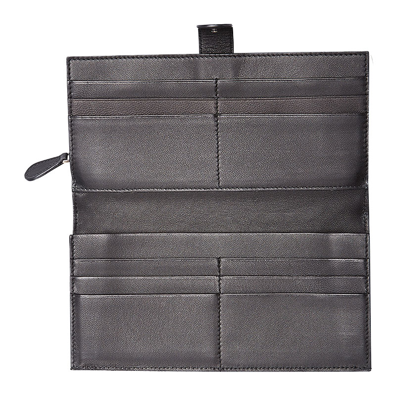 【包邮包税】Bottega Veneta/葆蝶家 男士黑色长款羊皮编织钱包 347579 V001N 1000