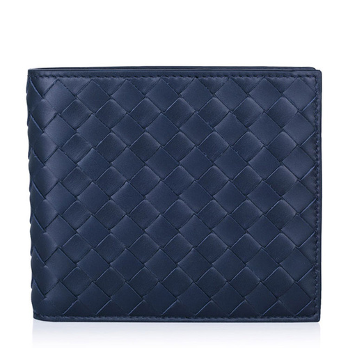 Bottega Veneta/葆蝶家 藏蓝色编织牛皮男士钱包 113993 V4651 1000