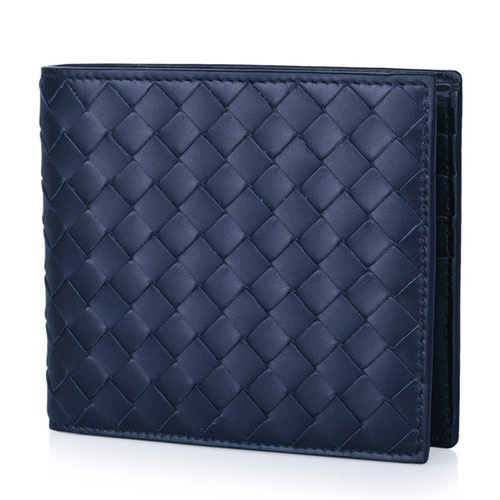 Bottega Veneta/葆蝶家 藏蓝色编织牛皮男士钱包 113993 V4651 1000