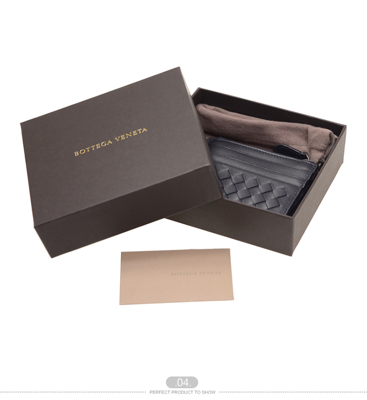 Bottega Veneta/葆蝶家 中性蓝色羊皮编织卡套卡包 #367004 V001N 4014