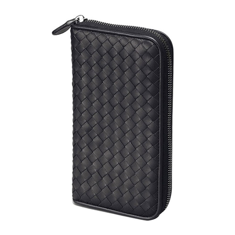 【包邮包税】Bottega Veneta/葆蝶家 中性款式黑色牛皮长款钱包 114076 V001N 1000