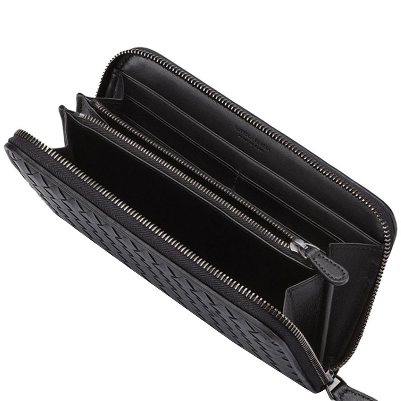 【包邮包税】Bottega Veneta/葆蝶家 中性款式黑色牛皮长款钱包 114076 V001N 1000