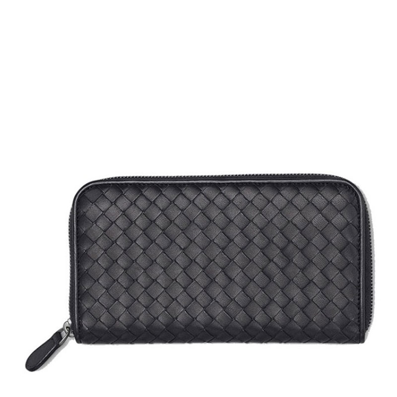 【包邮包税】Bottega Veneta/葆蝶家 中性款式黑色牛皮长款钱包 114076 V001N 1000