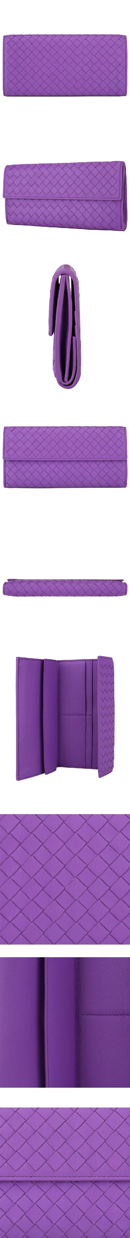 Bottega Veneta/葆蝶家 女士羊皮紫色编织翻盖钱包 387618 V001N 5220