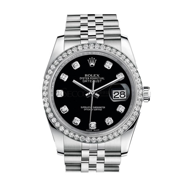 ROLEX/劳力士日志型系列男士机械腕表 116244黑盘钻石刻度