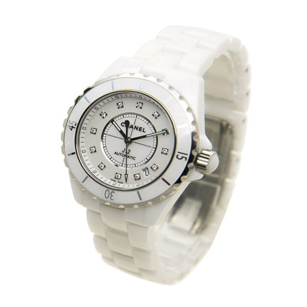 CHANEL/香奈儿J12系列白陶瓷机械镶钻中性表H1629