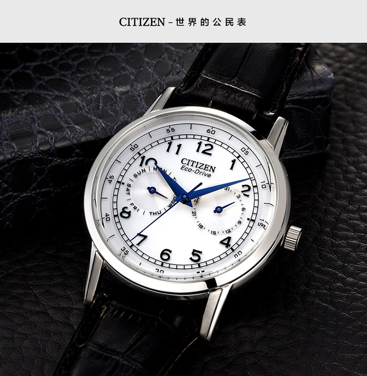 Citizen/西铁城 光动能商务休闲小牛皮男表AO9003-08E