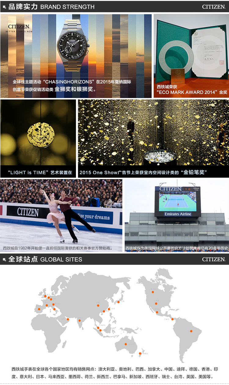 Citizen/西铁城 光动能商务休闲小牛皮男表AO9003-08E
