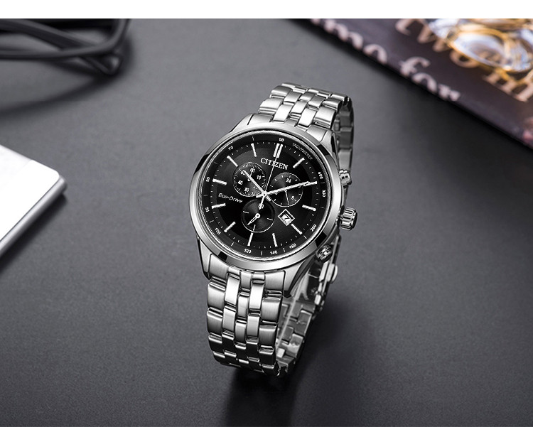 Citizen/西铁城 不锈钢表带三眼男表防水夜光时尚男表AT2140-55E