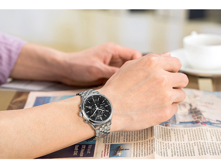 Citizen/西铁城 不锈钢表带三眼男表防水夜光时尚男表AT2140-55E