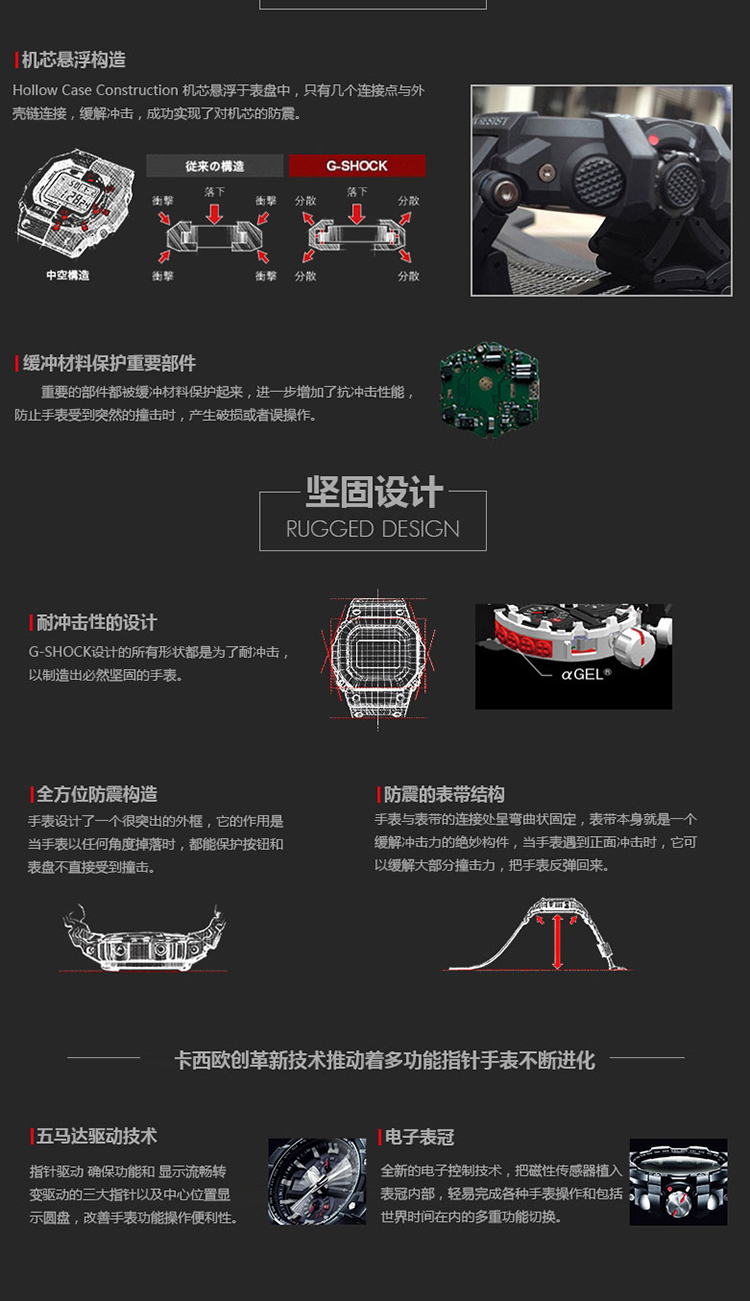 CASIO/卡西欧手表 时尚运动双显石英男表GA-110GB-1A