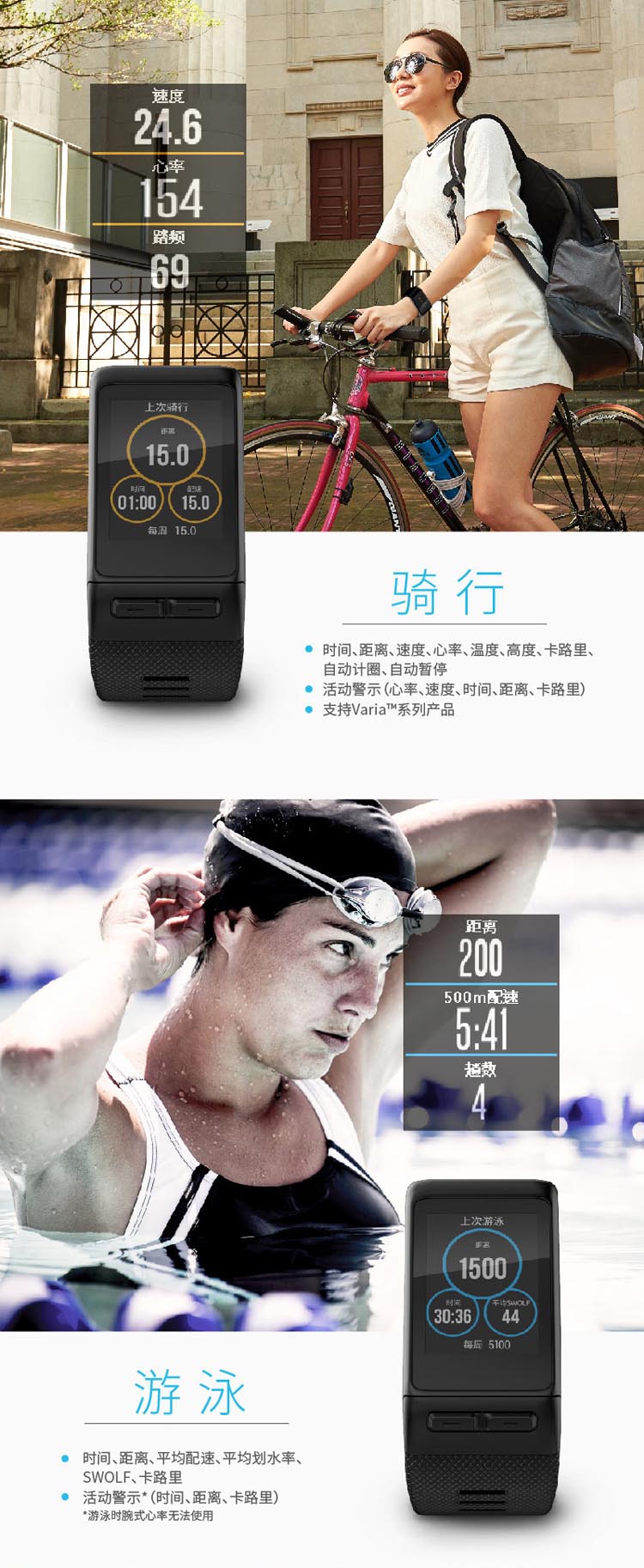 Garmin/佳明 vivoactive HR 光电心率腕表GPS运动游泳跑步骑行手表