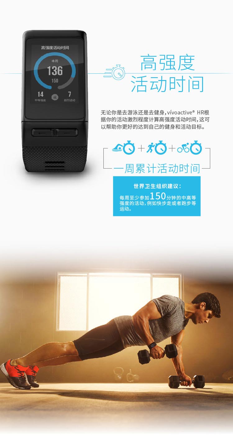 Garmin/佳明 vivoactive HR 光电心率腕表GPS运动游泳跑步骑行手表