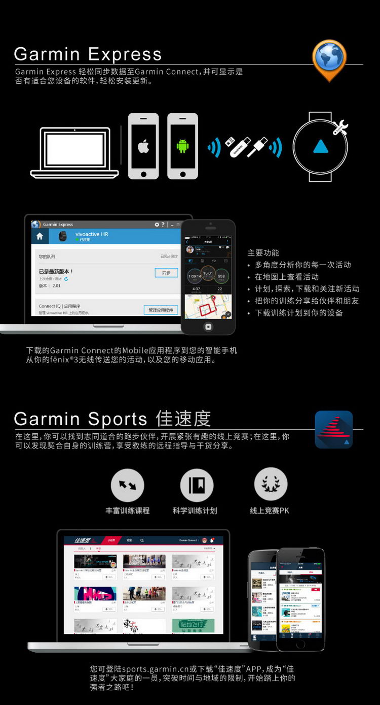 Garmin/佳明Fenix3 HR飞耐时3 HR 中文蓝宝石DLC 光电心率GPS登山跑步运动手表