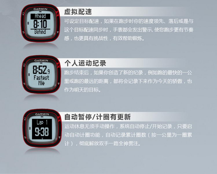Garmin/佳明 forerunner10 gps跑步运动手表 防水男女士情侣表