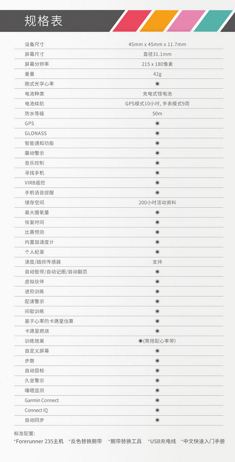 GARMIN/佳明 Forerunner235 GPS智能跑步腕表 光电心率运动手表