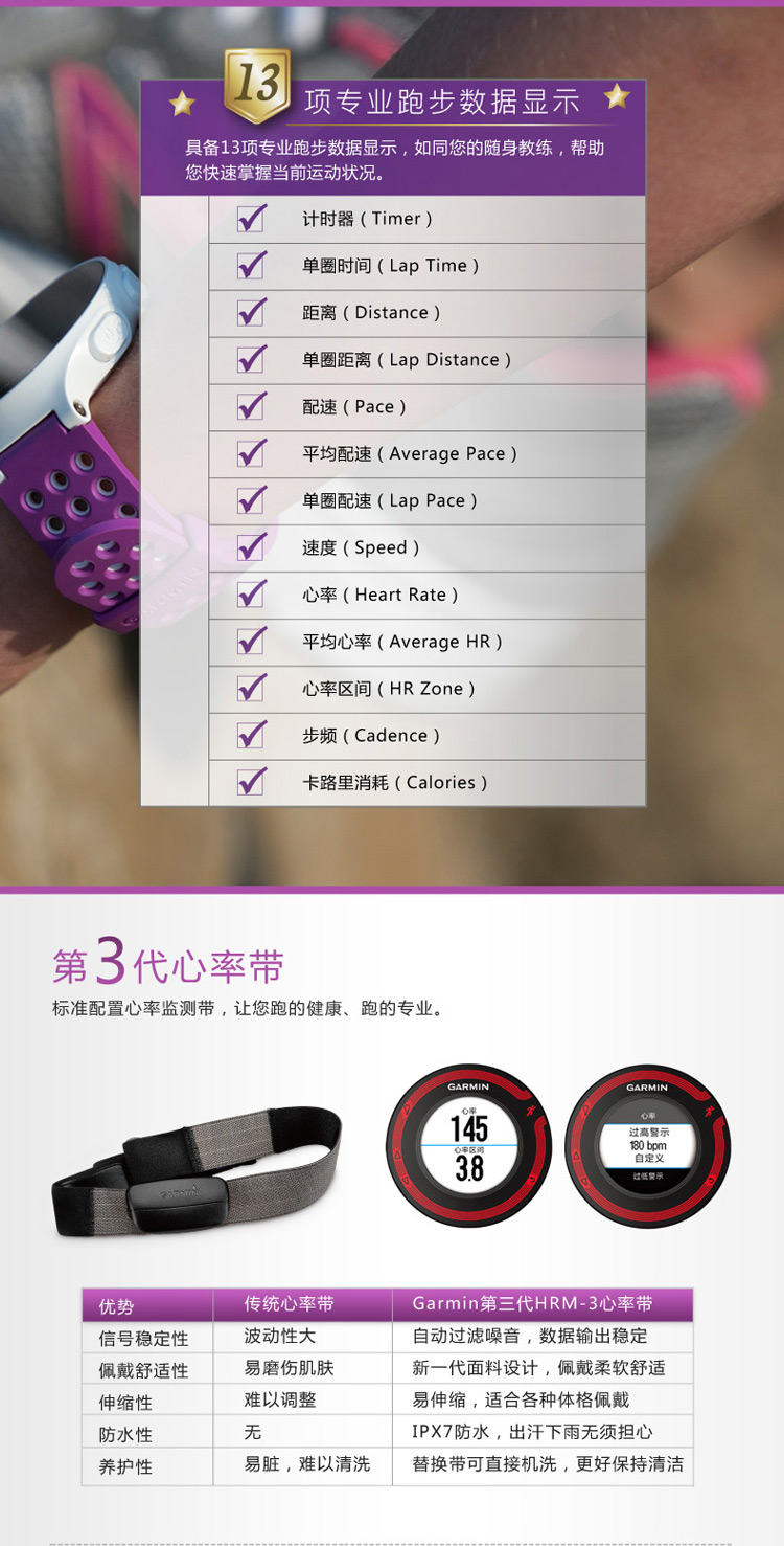 Garmin/佳明forerunner220 GPS心率跑步手表（无心率带）