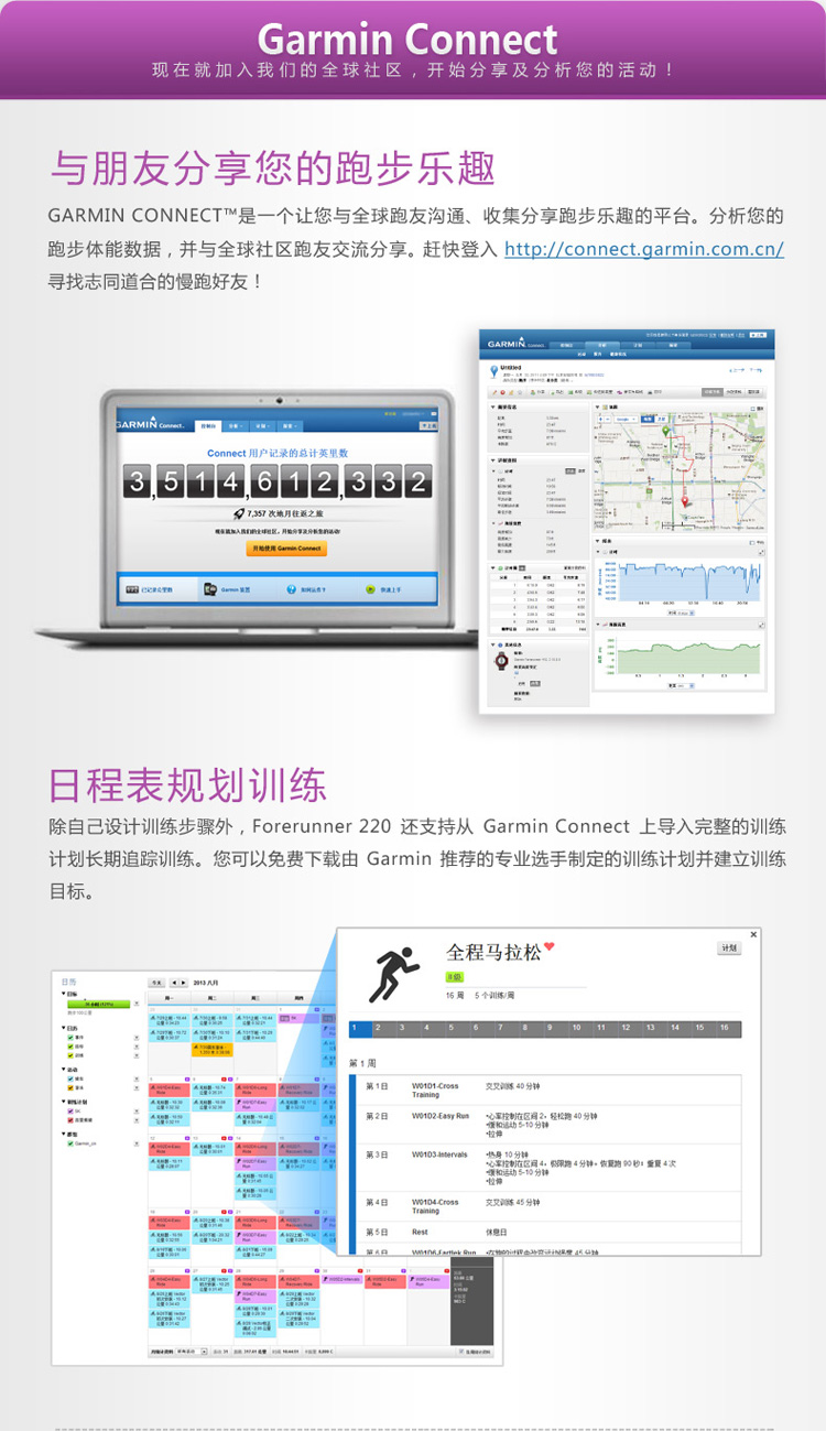 Garmin/佳明forerunner220 GPS心率跑步手表（无心率带）