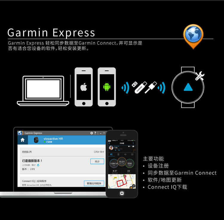 Garmin/佳明forerunner 735XT英文版 跑步骑车游泳铁三运动手表 心率腕表