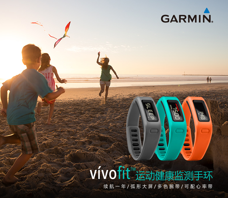 Garmin/佳明 vivofit 智能运动手环腕带计步久坐提醒 可选配心率带