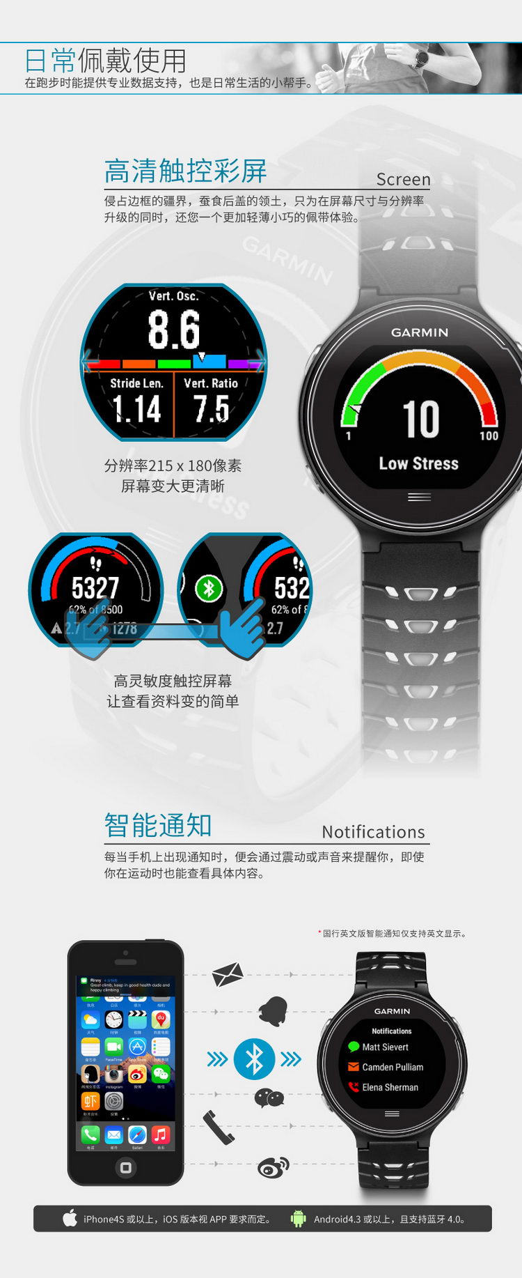 Garmin/佳明forerunner630英文版 智能跑步腕表gps运动手表心率带生理指标