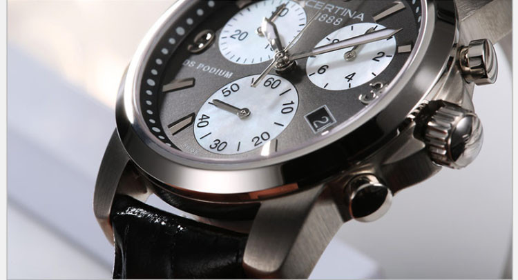 certina/雪铁纳 瑞士皮带蓝宝石表镜石英女表C001.217.16.056.00