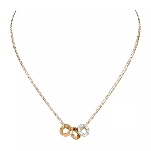 CARTIER/卡地亚LOVE系列三环18K金镶钻项链 B7219700