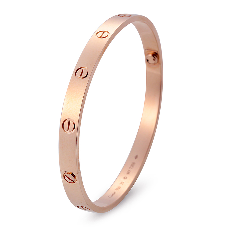 CARTIER(卡地亚) LOVE系列18k玫瑰金手镯18#