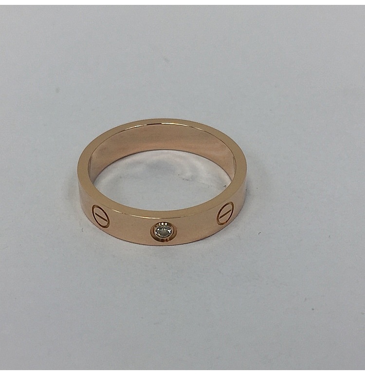 CARTIER(卡地亚) LOVE系列18k玫瑰金单钻戒指53#