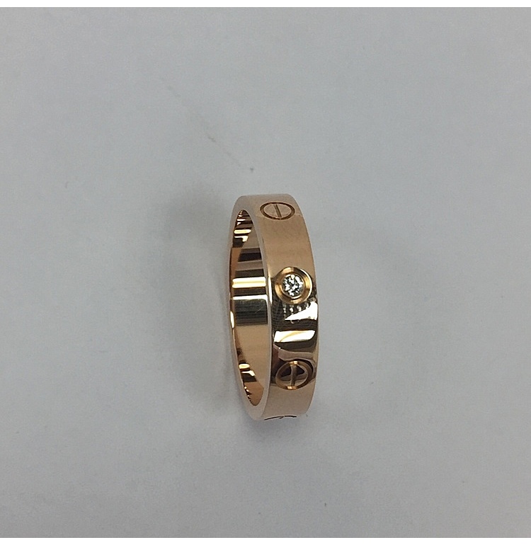 CARTIER(卡地亚) LOVE系列18k玫瑰金单钻戒指53#
