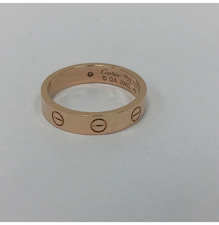 CARTIER(卡地亚) LOVE系列18k玫瑰金单钻戒指53#