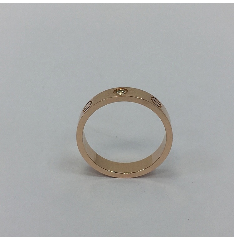 CARTIER(卡地亚) LOVE系列18k玫瑰金单钻戒指53#