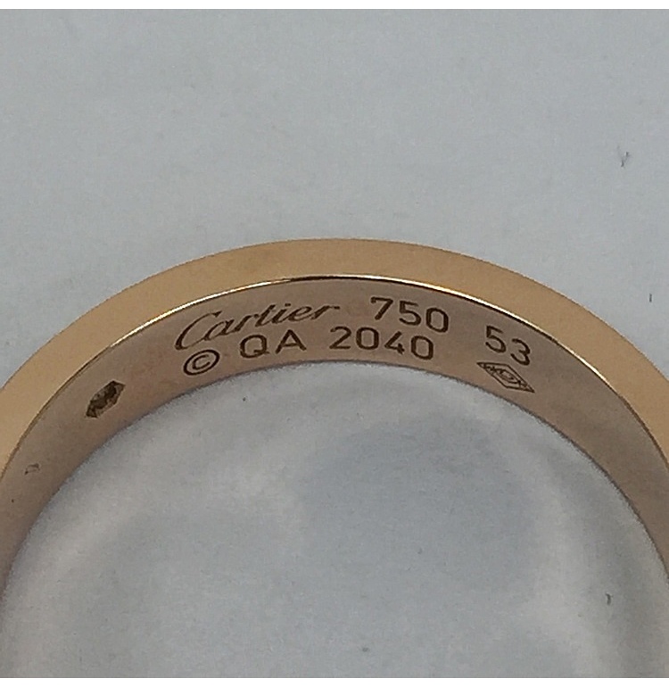 CARTIER(卡地亚) LOVE系列18k玫瑰金单钻戒指53#
