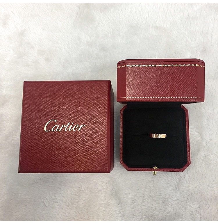CARTIER(卡地亚) LOVE系列18k玫瑰金单钻戒指53#