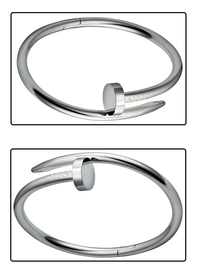 CARTIER/卡地亚 JUSTE UN CLOU系列18K白金钉子手镯16号 B6041816