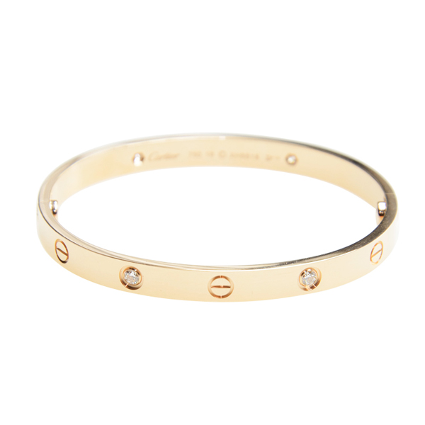 CARTIER/卡地亚love系列18K玫瑰金钻石手镯B6036000 16-18#