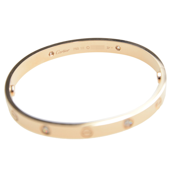 CARTIER/卡地亚love系列18K玫瑰金钻石手镯B6036000 16-18#