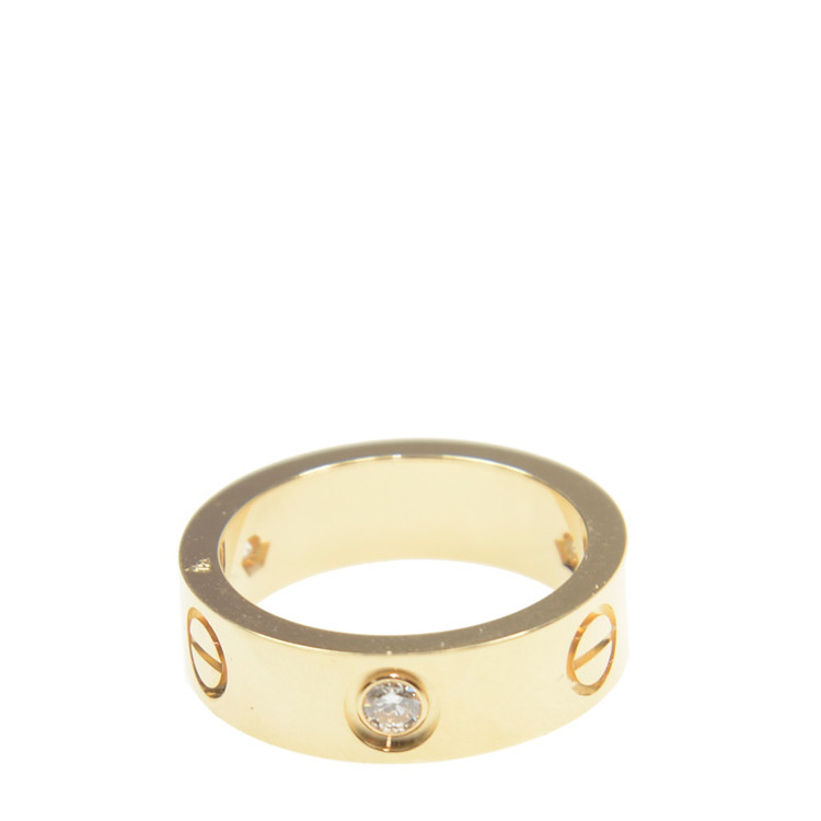 CARTIER/卡地亚 LOVE系列18K黄金宽版三钻女性戒指\指环